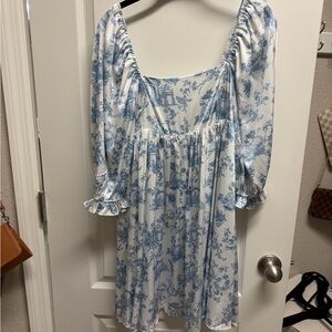 Blue and White Floral Mini Dress